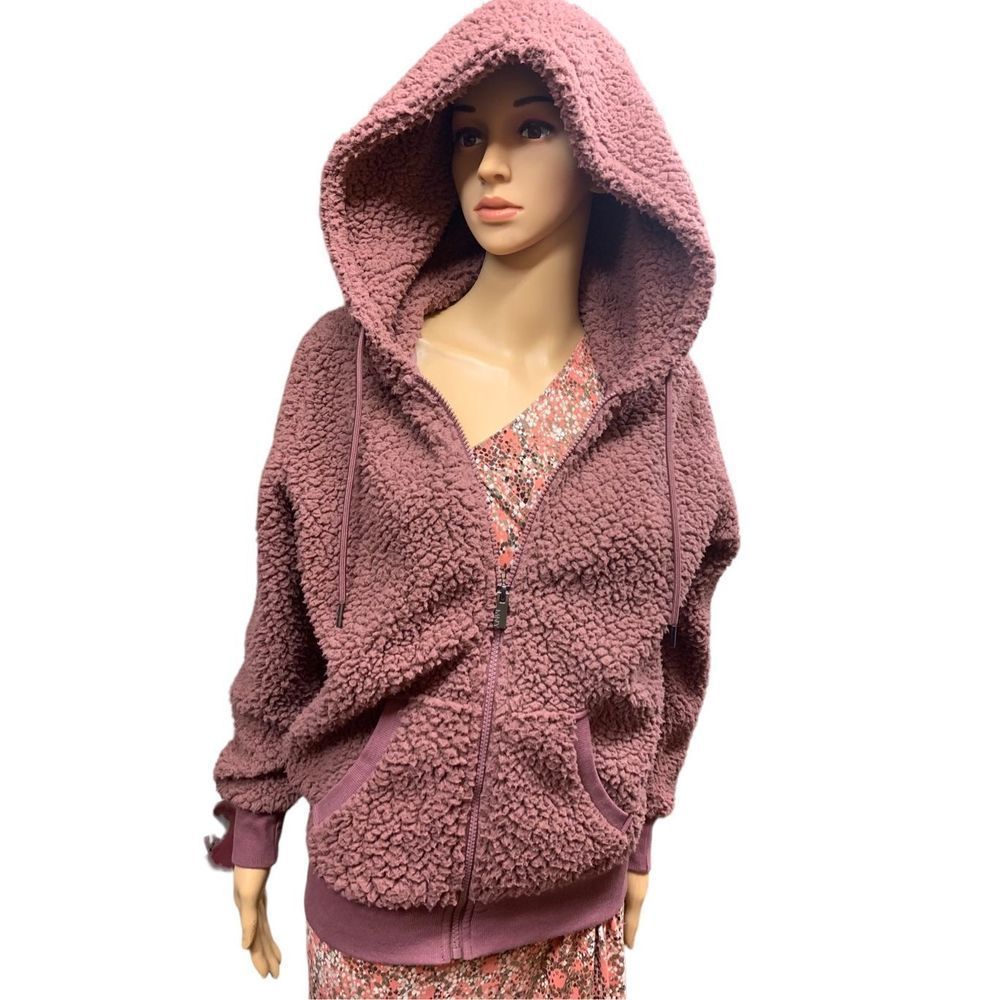 Marc New York Andrew Marc Mauve Fuzzy Hooded Zip … - image 1